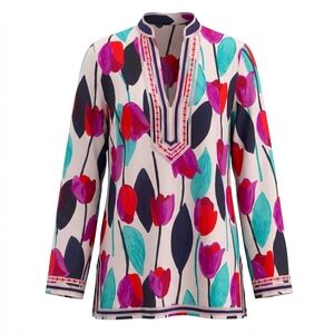 Tory Burch Tulip Print Cotton Tunic Size 0